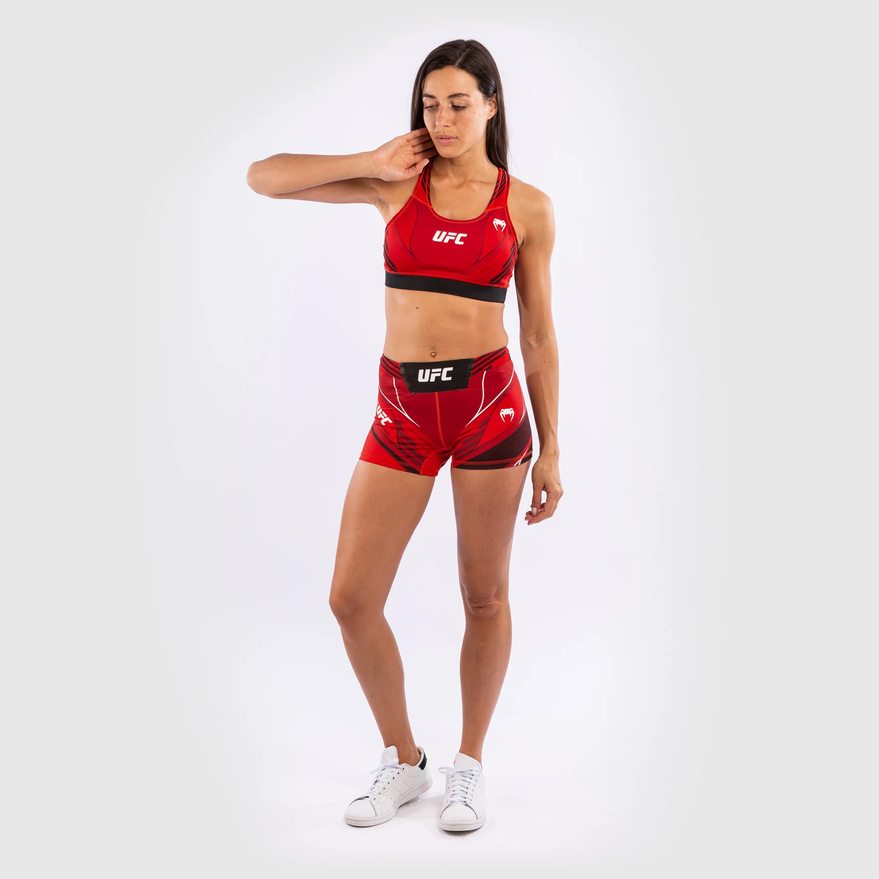 UFC Venum Authentic Fight Night Women's Vale Tudo Shorts - Short Fit - Red - Image 7
