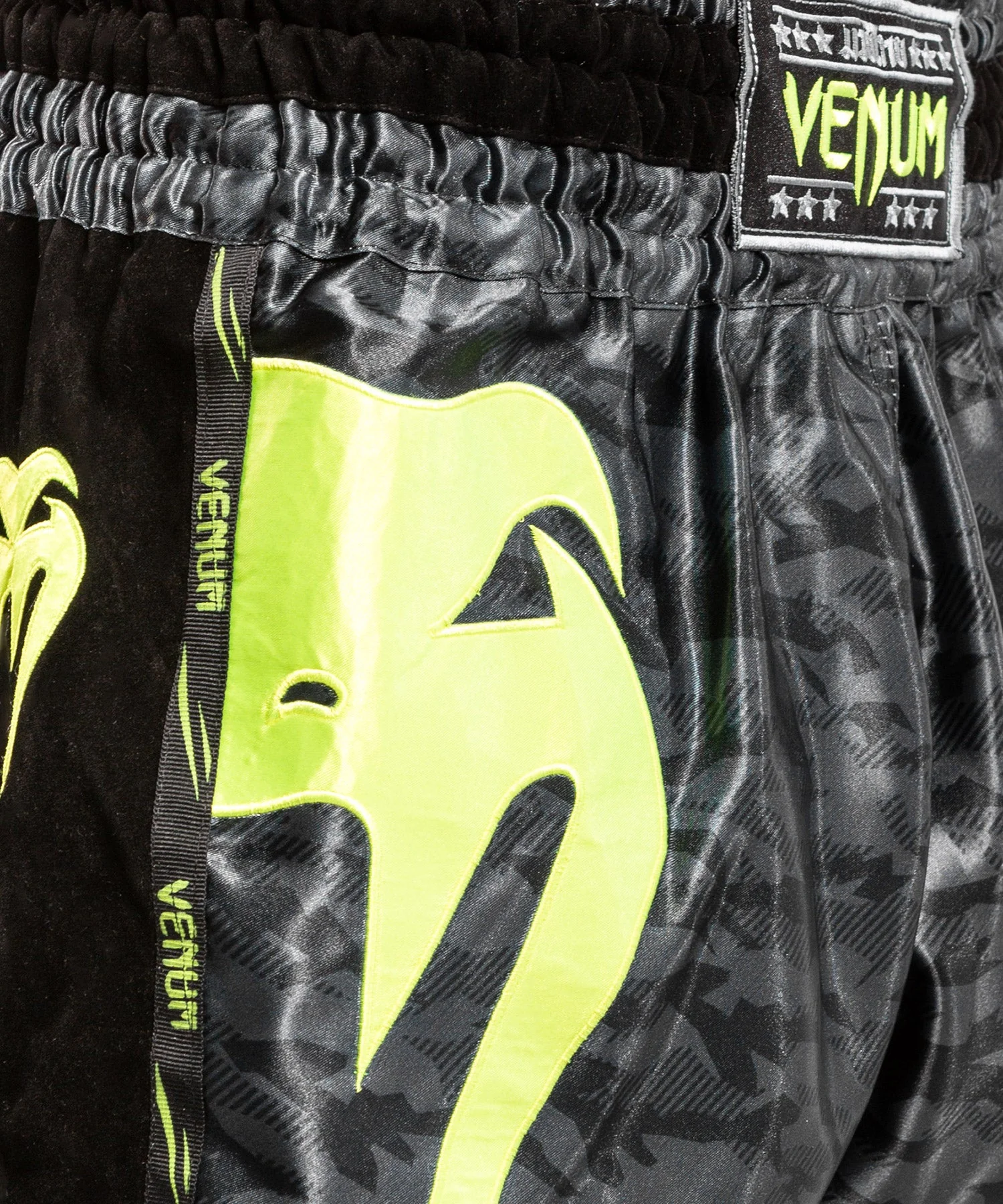 Venum Giant Camo Muay Thai Shorts - Black/Yellow - Image 3
