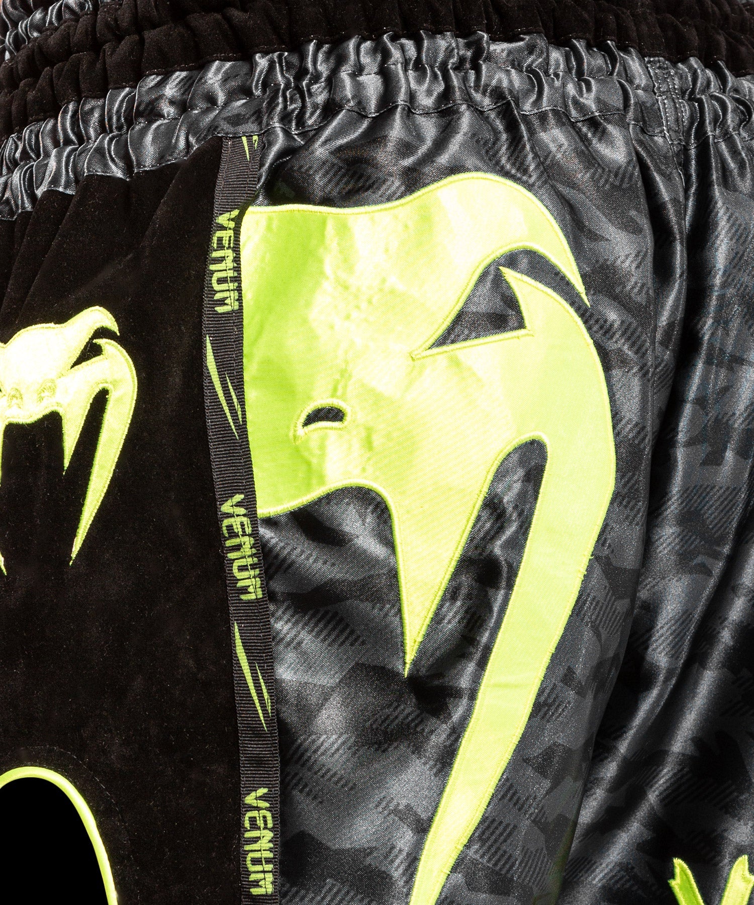 Venum Giant Camo Muay Thai Shorts - Black/Yellow - Image 4