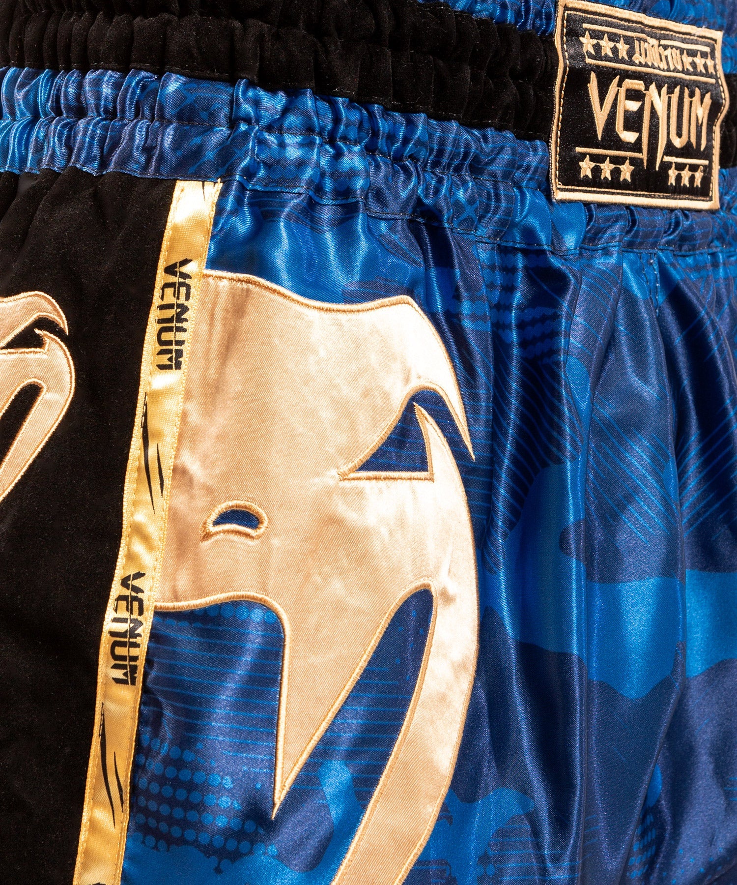 Venum Giant Camo Muay Thai Shorts - Blue/Gold - Image 3
