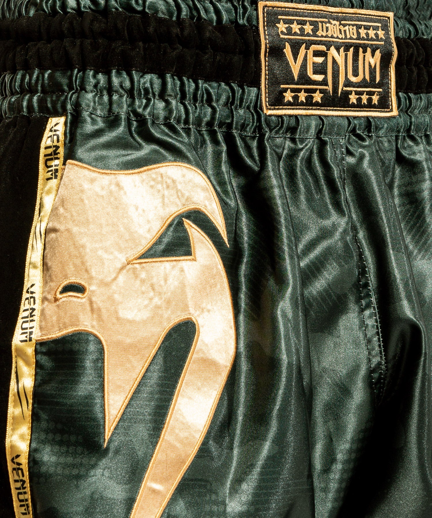 Venum Giant Camo Muay Thai Shorts - Khaki/Gold - Image 3